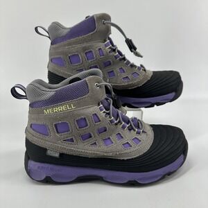 Merrell Thermo Shiver 2.0 WPF Boots Kids Size 4 Gray Purple Winter Hiking Snow
